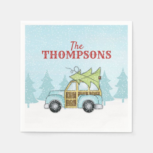 Serviette En Papier Noël mignon vacances hiver Whimsland Woodland (Devant)