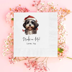 Serviette En Papier Noël Mignonne Chih Tzu Chien Boit Sur Moi