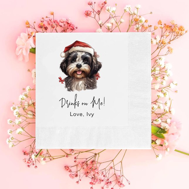 Serviette En Papier Noël Mignonne Chih Tzu Chien Boit Sur Moi (Créateur téléchargé)