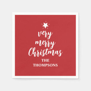 Serviette En Papier Noël mignonne Red Tree Star Typographie Party