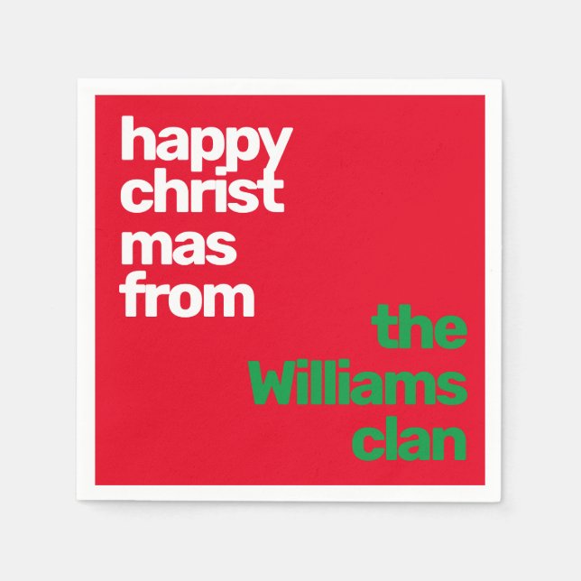 Serviette En Papier Noël minimal simple papier de fête moderne rouge (Devant)