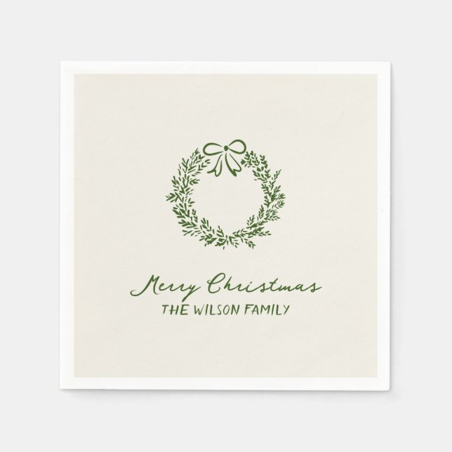 Serviette En Papier Noël Moderne Vert Fantaisiste (Devant)