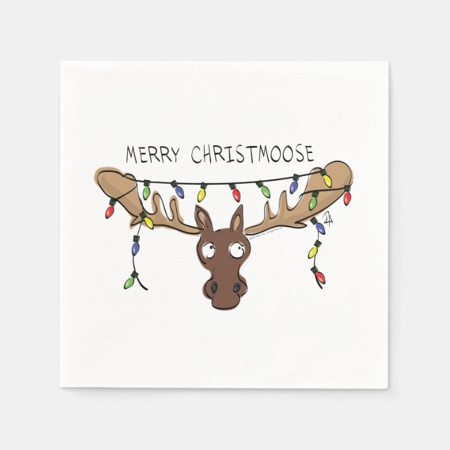 Serviette En Papier Noël Moose mignonne drôle animal de vacances (Devant)