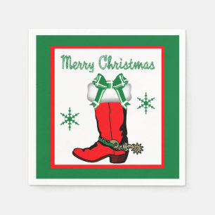 Serviette En Papier Noël Occidental Cowboy Boot Joyeux Noël