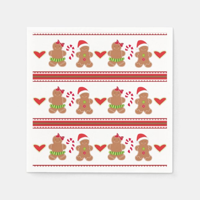 Serviette En Papier Noël pain d'épice biscuit fêtes papier serviettes (Devant)