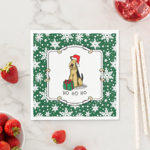Serviette En Papier Noël Père Noël Airedale Terrier HO HO Cher