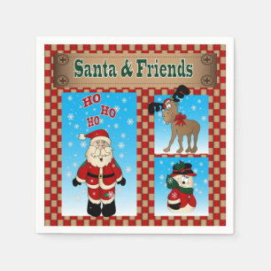 Serviette En Papier Noël Père Noël d'amusement et amis