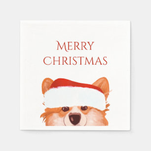 Serviette En Papier Noël père Noël Orange Corgi