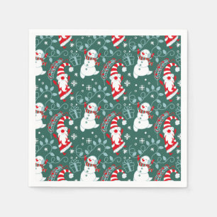 Serviette En Papier Noël père Noël Snowman