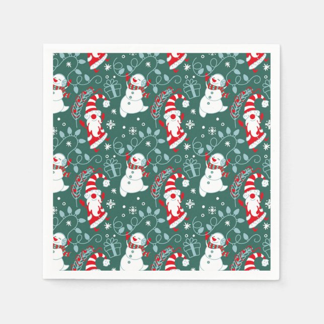 Serviette En Papier Noël père Noël Snowman (Devant)