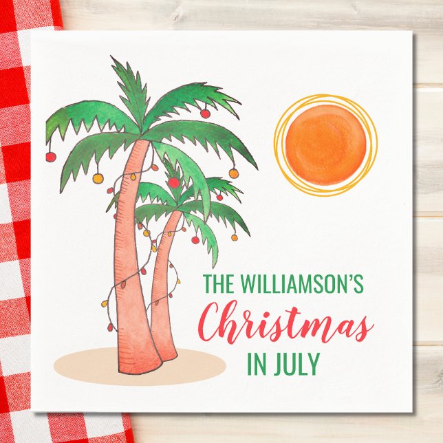 Serviette En Papier Noël personnalisé en Juillet Palmiers (Créateur téléchargé)