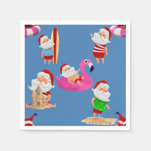 Serviette En Papier Noël plage santa claus vacances