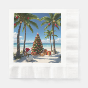 Serviette en papier Noël Plage Tropicale Palmier