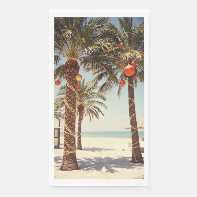 Serviette En Papier Noël Plage Tropicale Palmier (Devant)
