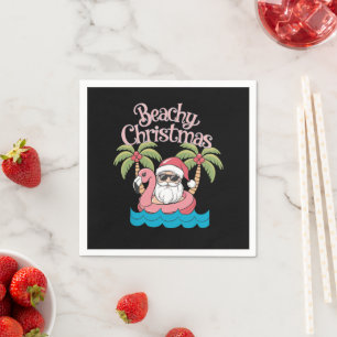 Serviette En Papier Noël Plage Tropicale Vacances Santa Plage 