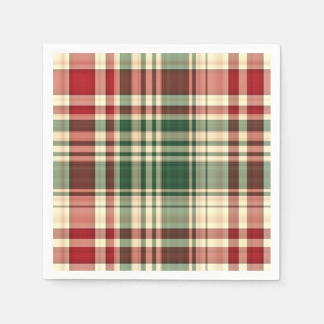 Serviette En Papier Noël Plaid 06-PAPIER PARTY NAPKINS (Devant)