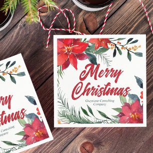 Serviette En Papier Noël Poinsettia Floral Company Fête