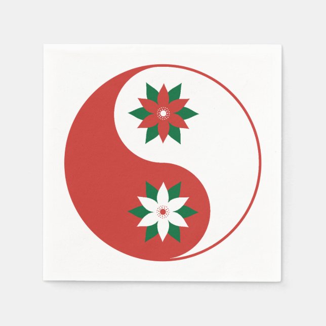 Serviette En Papier Noël Poinsettia Yin Yang (Devant)