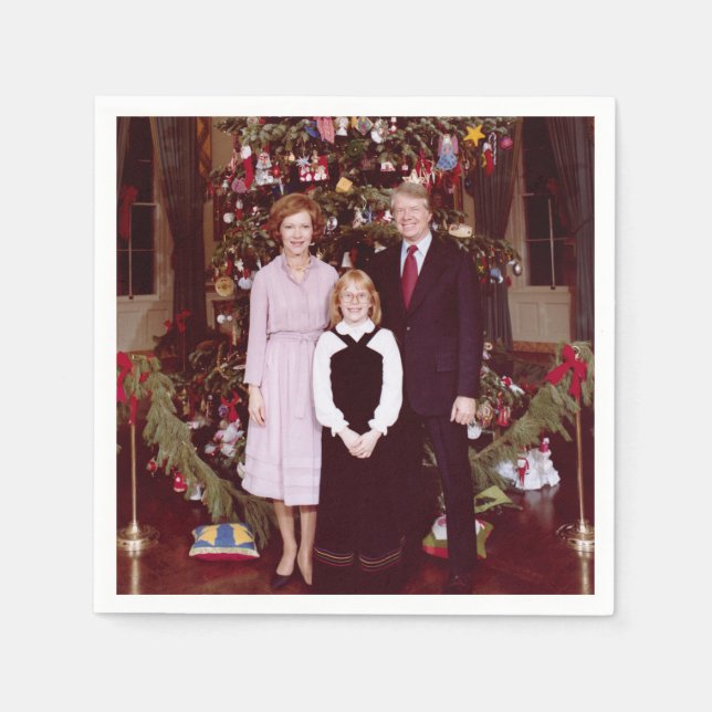Serviette En Papier Noël Président James Jimmy Carter Maison Blanche (Devant)