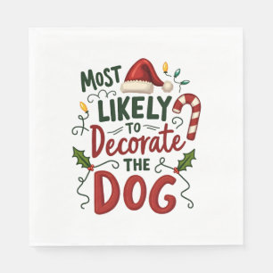 Serviette En Papier Noël Probablement Décorer Chien Xmas Famille 2