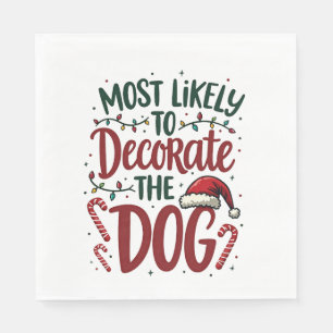 Serviette En Papier Noël Probablement Décorer Chien Xmas Famille Enfan