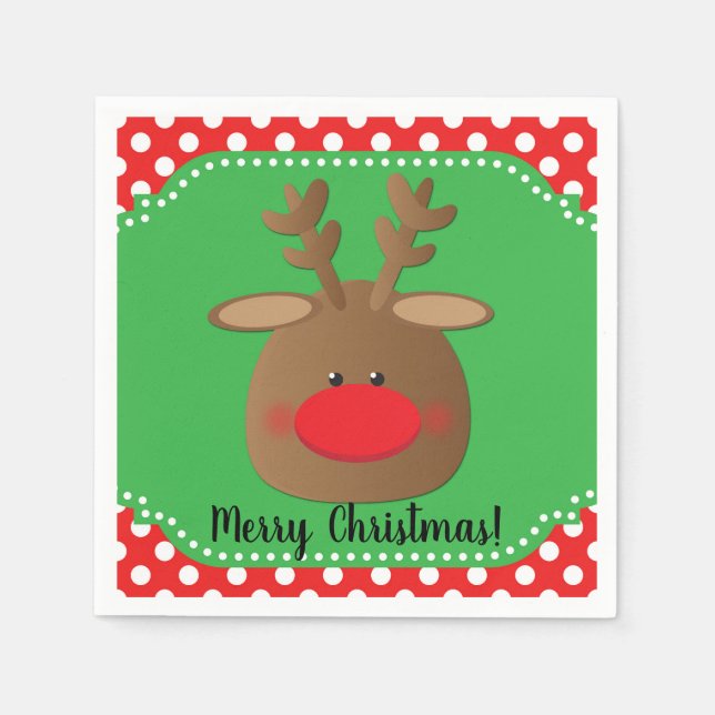Serviette En Papier Noël Reindeder Polka Dot Party Personnalisé (Devant)