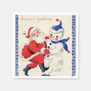 Serviette En Papier Noël rétro Noël Père Noël snowman Holiday
