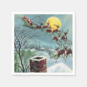 Serviette En Papier Noël rétro Noël Père Noël snowman Holiday