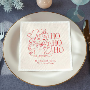 Serviette En Papier Noël Retro Père Noël "Ho Ho Ho Ho"