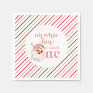 Serviette En Papier Noël Rétro rose Santa Premier Anniversaire