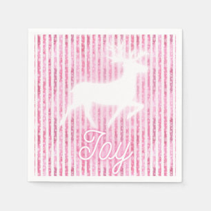 Serviette En Papier Noël rose et blanc Joie Reindeer