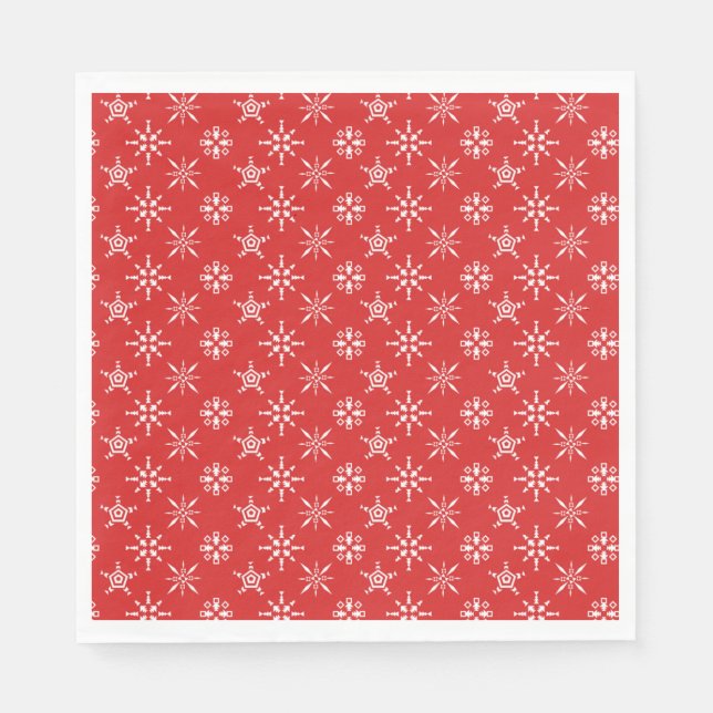 Serviette En Papier Noël Rouge Blanc Vacances Élégantes (Devant)