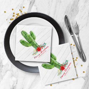 Serviette En Papier Noël rustique Cactus Bois vacances Floral