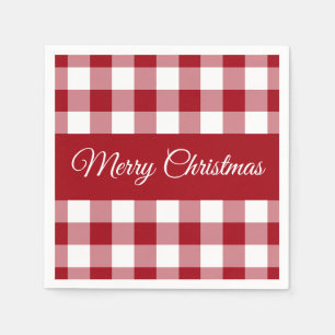 Serviette En Papier Noël Rustique Rouge Et Blanc Plaid