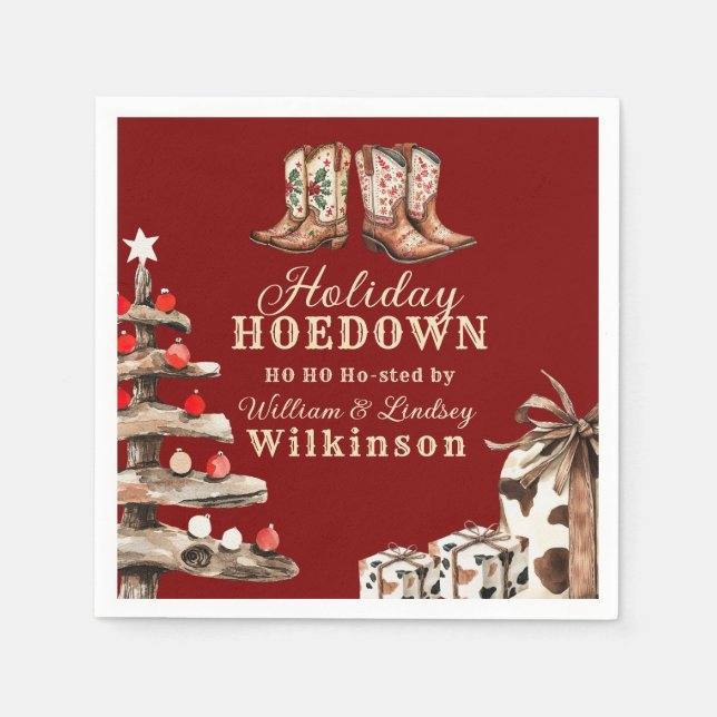 Serviette En Papier Noël rustique western Hoedown  (Devant)