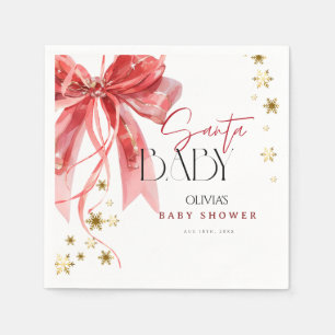 Serviette En Papier Noël Santa Bébé Rouge et Or