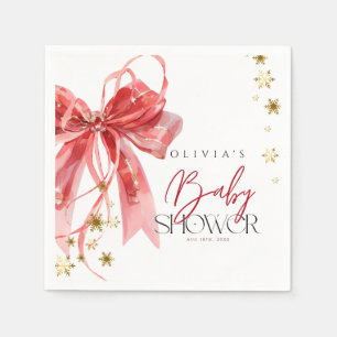 Serviette En Papier Noël Santa Bébé Rouge et Or Baby Shower