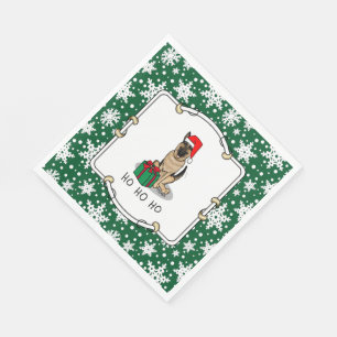Serviette En Papier Noël Santa Hat Allemand Berger Chien mignonne