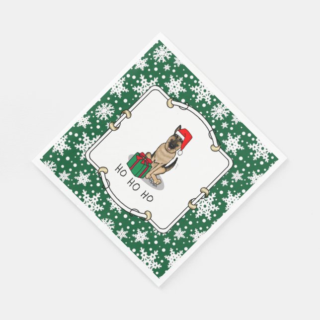 Serviette En Papier Noël Santa Hat Allemand Berger Chien mignonne (Coin)