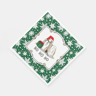 Serviette En Papier Noël Santa Hat Chih Tzu (blanc tan) Chien mignonne