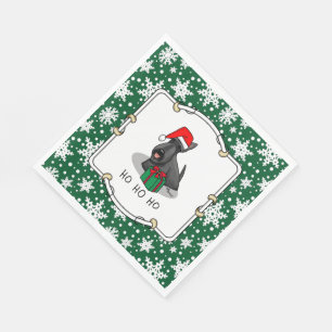 Serviette En Papier Noël Santa Hat Scottish Terrier (noir) mignonne