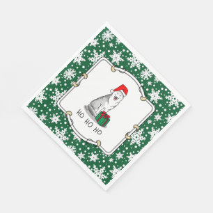 Serviette En Papier Noël Santa Hat Sibérien Husky (argent) mignonne