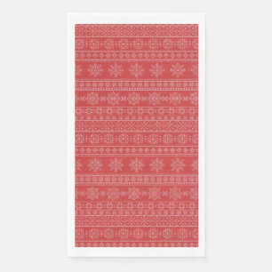 Serviette En Papier Noël scandinavie tricot rouge blanc flocon de neig