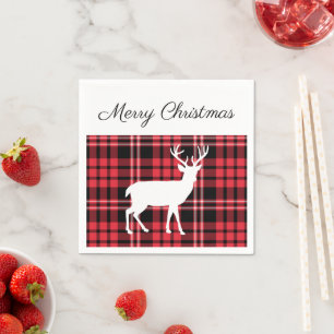 Serviette En Papier Noël Scottish Red Tartan Plaid Motif Stade