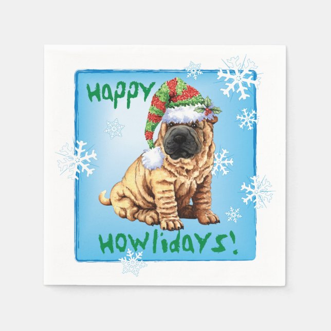 Serviette En Papier Noël Shar-Pei (Devant)