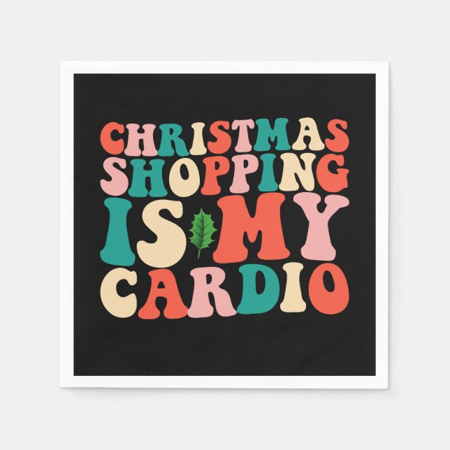 Serviette En Papier Noël Shopping C'Est Mon Cardio Holiday (Devant)
