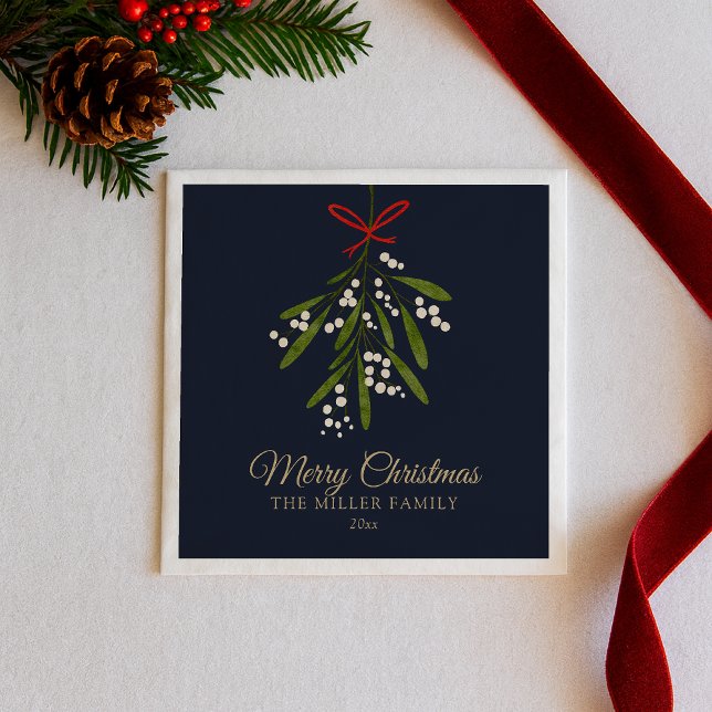 Serviette En Papier Noël simple de mistletoe marine (Créateur téléchargé)