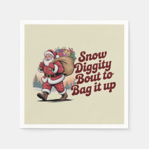 Serviette En Papier Noël Snow Diggity Prêt à Tout Emballer Rétro 90s