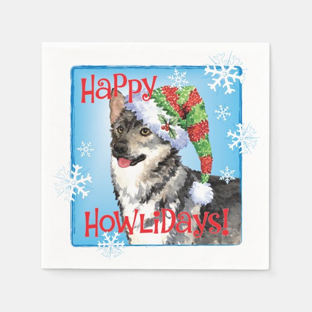 Serviette En Papier Noël suédois Vallhund (Devant)