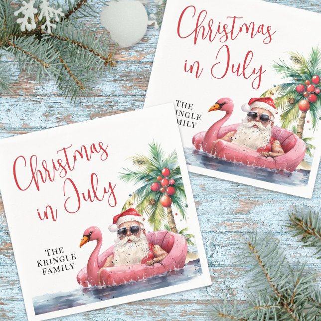 Serviette En Papier Noël sur la plage en juillet (Beach Christmas In July Napkins)